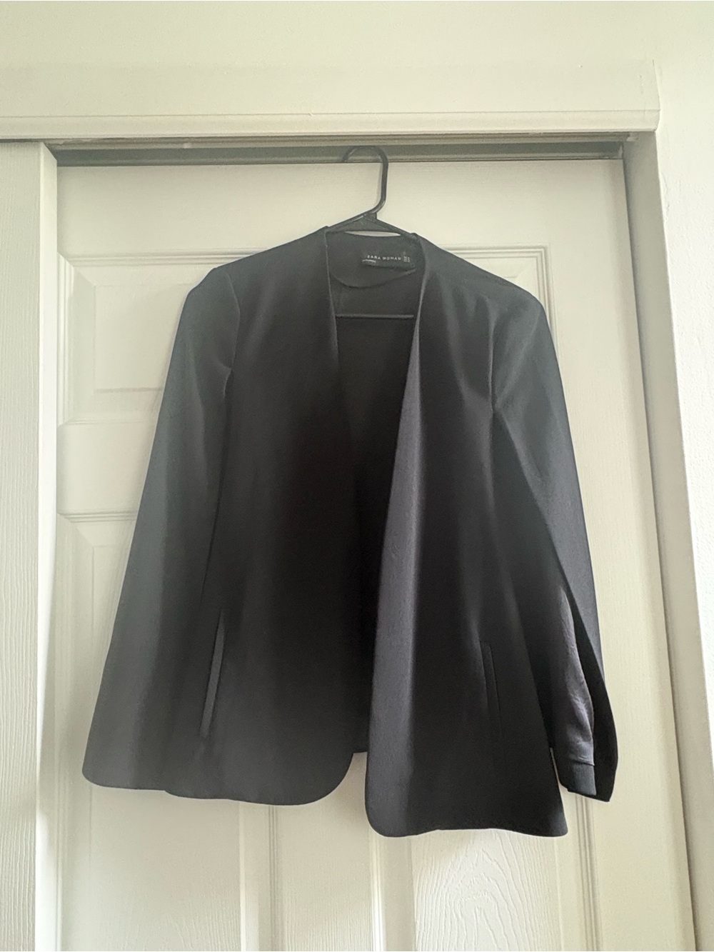 Zara Black Open-Front Women's Cape Blazer